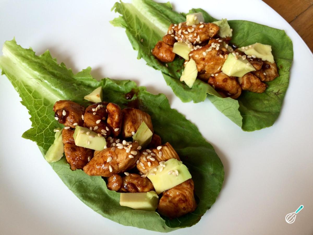 Receita de Wrap de alface com frango oriental