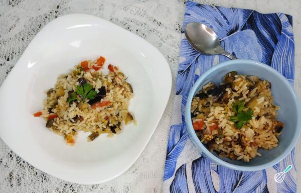 Receita de Arroz com berinjela