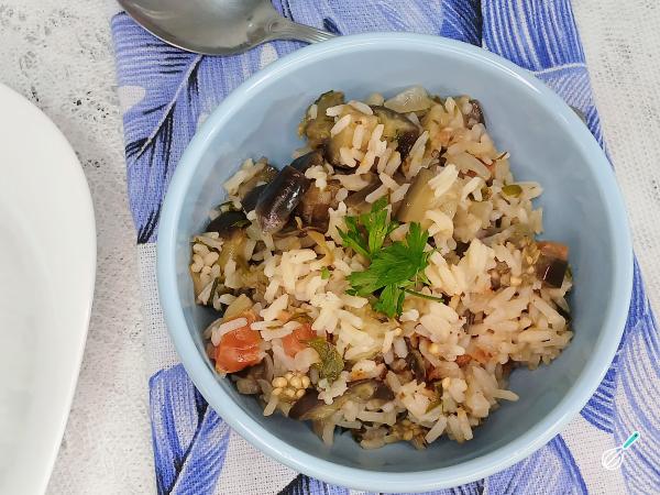 Receita de Arroz com berinjela - Passo 6