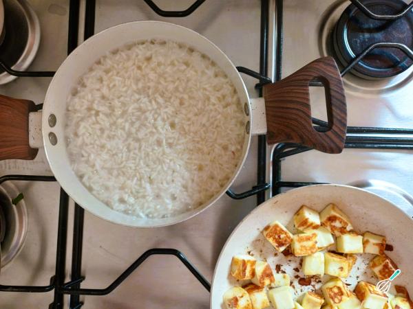 Receita de Arroz com queijo coalho - Passo 6