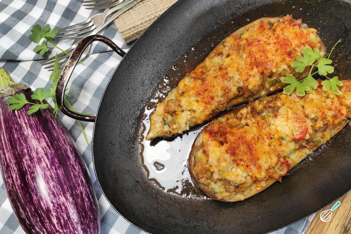 Receita de Berinjela recheada com bacalhau