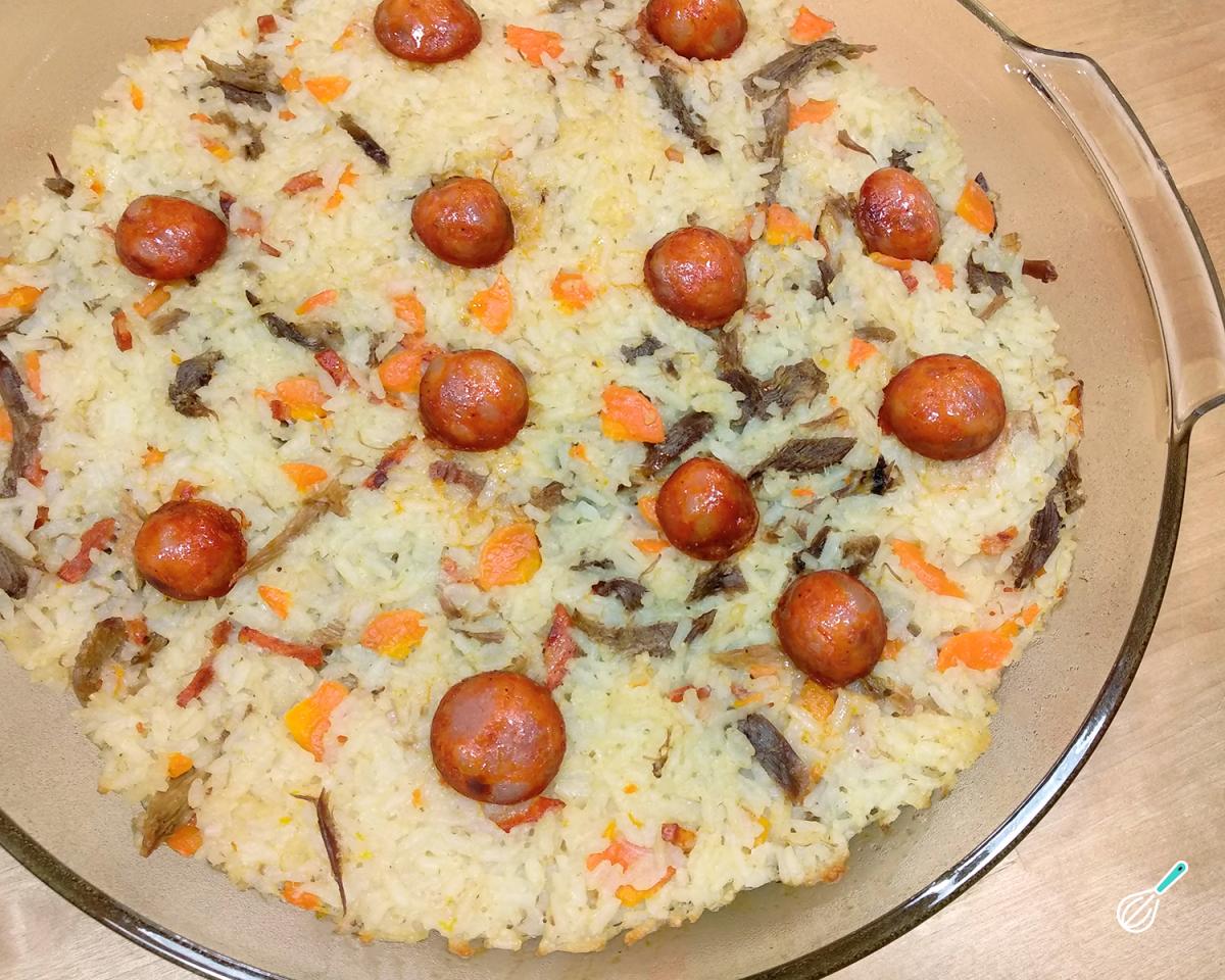 Receita de Arroz de pato desfiado no forno