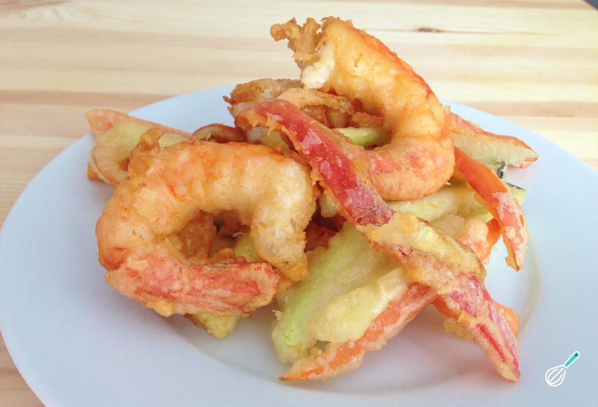 Receita de Tempura de camarão e legumes