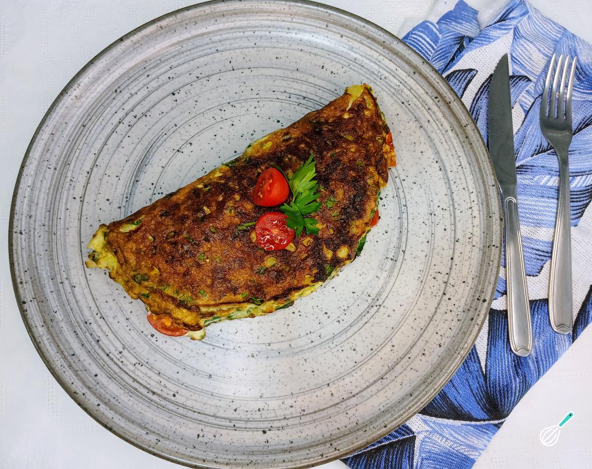 Receita de Omelete de espinafre e tomate