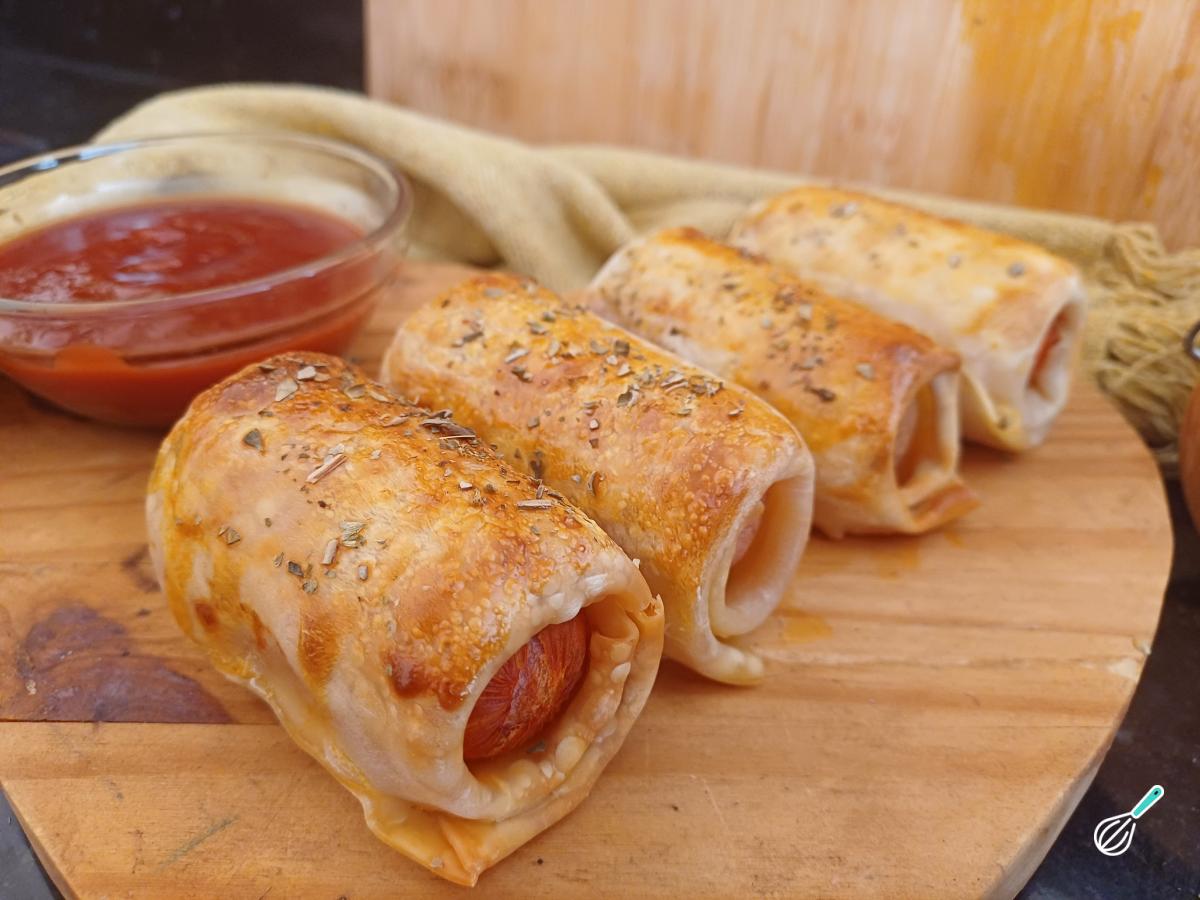 Receita de Enroladinho de salsicha na air fryer