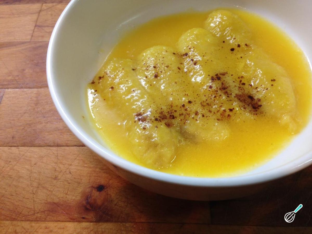 Receita de Banana frita com suco de laranja