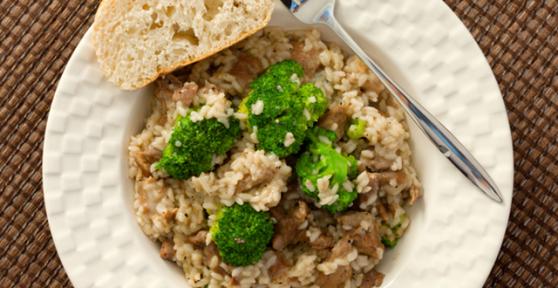 Receita de Arroz com brócolis e bacon