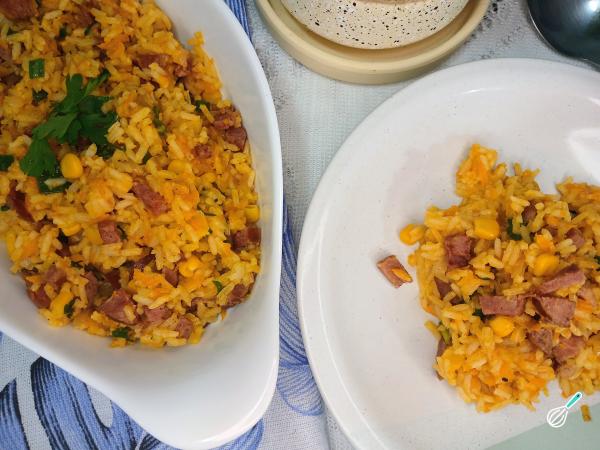 Receita de Arroz colorido com calabresa - Passo 7