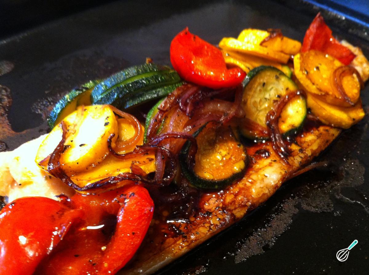 Receita de Truta assada com legumes