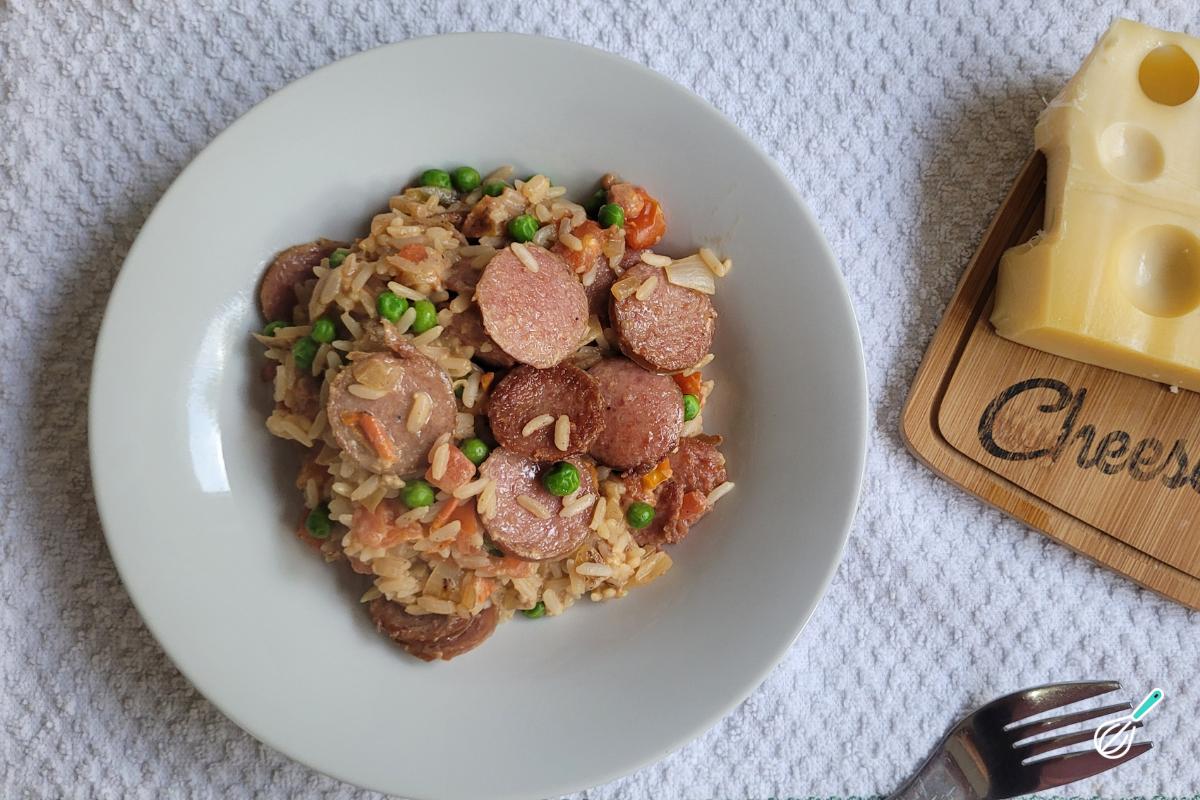 Receita de Arroz cremoso com linguiça