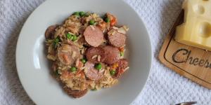 Receita de Arroz cremoso com linguiça