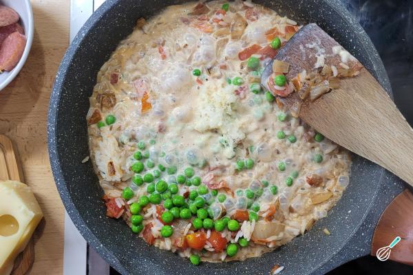 Receita de Arroz cremoso com linguiça - Passo 9