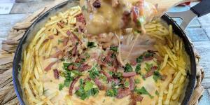 Receita de Carne com creme de batata e requeijão