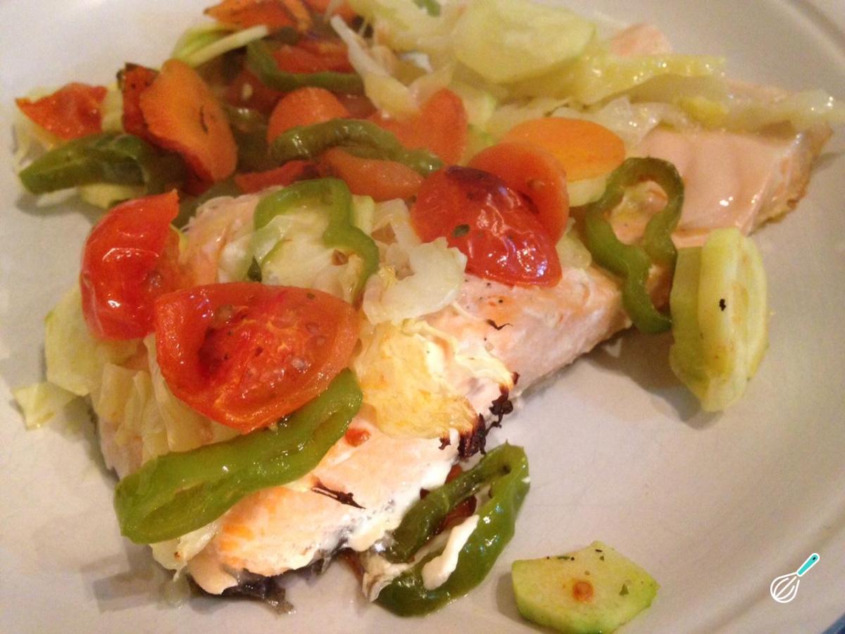 Receita de Salmão ao forno com legumes
